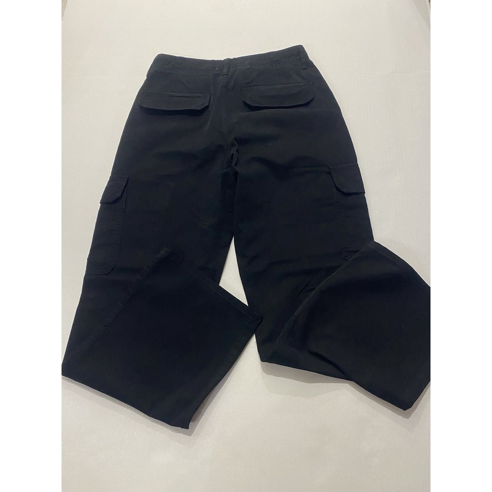 Zara Womens Black High Rise Relaxed Fit Straight Leg Cargo Pants Jeans Size 6 - Picture 2 of 5
